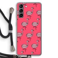 Flamingo: Samsung Galaxy S21 Transparant Hoesje met koord