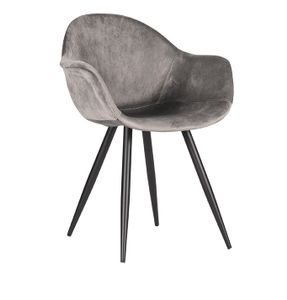 LABEL51 Eetkamerstoel 'Forli', Velvet, kleur Grijs