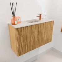 Toiletmeubel Mondiaz Joya Dlux | 70 cm | Meubelkleur Oak | Faye wastafel Nata Wasbak Midden | 1 kraangat