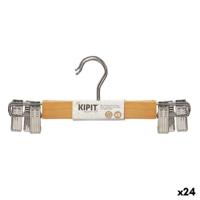 Kleerhangerset Kipit Bruin Zilverkleurig Hout Metaal 28,5 x 2,5 x 11,5 cm 28,5 x 11,5 x 4 cm 28,5 x 11,5 x 6 cm Klemmen (24 Stuk