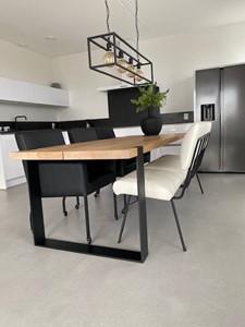 Set van 3 leren eetkamerstoelen en een leren eetkamerbank - wit en zwart leer - Echt leer, Modern, ontdek de vele Leersoorten en Kleuren bij ShopX