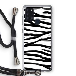 Zebra pattern: Samsung Galaxy A21s Transparant Hoesje met koord