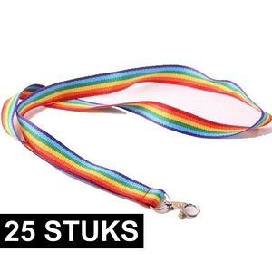 25x Keycords regenboog/rainbow kleuren   -