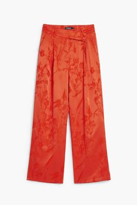 Embroidered plain long pants - ORANGE - L Embroidered plain long pants - ORANGE - L
