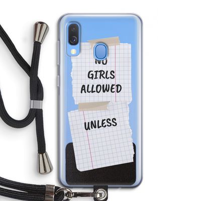 No Girls Allowed Unless: Samsung Galaxy A40 Transparant Hoesje met koord