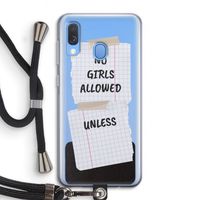 No Girls Allowed Unless: Samsung Galaxy A40 Transparant Hoesje met koord