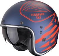 SCORPION Belfast Evo Dawg, Jethelm of scooter helm, Mat Blauw-Rood