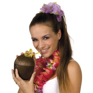 Hawaii beker kokosnoot met rietje 400 ml   -