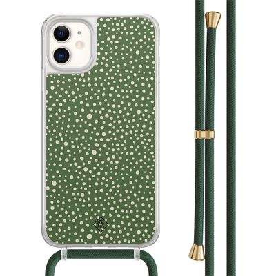 iPhone 11 hoesje met groen koord - Green dots