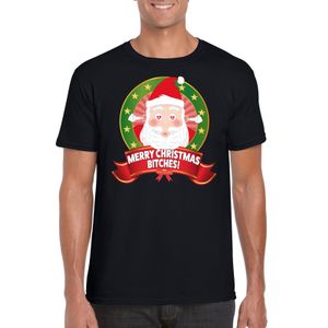 Foute Kerst t-shirt merry christmas bitches voor heren