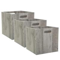 Opbergmand/kastmandje - Set van 3x stuks - Grijs wash - 31 x 31 x 31 cm - 29 liter - Vakkenkast mand