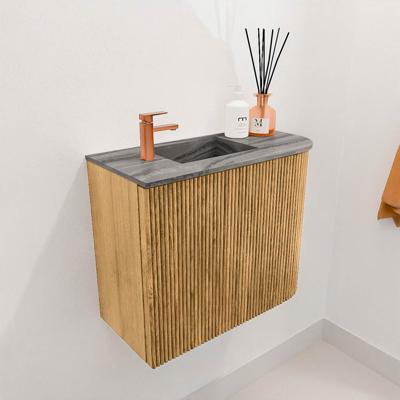 Toiletmeubel Mondiaz Joya Dlux | 51.6 cm | Meubelkleur Oak | Faye wastafel Sombra Wasbak Links | 1 kraangat