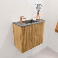 Toiletmeubel Mondiaz Joya Dlux | 51.6 cm | Meubelkleur Oak | Faye wastafel Sombra Wasbak Links | 1 kraangat