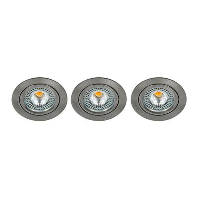 Set 3x Bella Ondiepe LED spot kantelbaar 5Watt rond NIKKEL dimbaar - interne driver
