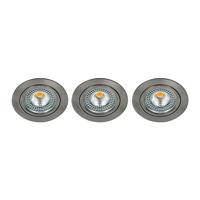 Set 3x Bella Ondiepe LED spot kantelbaar 5Watt rond NIKKEL dimbaar - interne driver