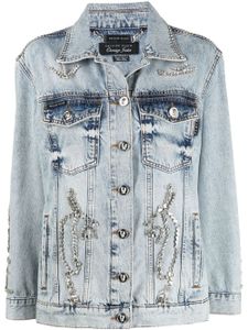 Philipp Plein veste en jean oversize à ornements en cristal - Bleu