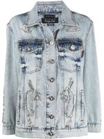 Philipp Plein veste en jean oversize à ornements en cristal - Bleu