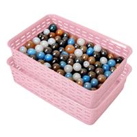 Opbergmandje/ladeverdeler - 2x - roze - 2 liter - kunststof - 17 x 25 x 6 cm - kleine bakjes