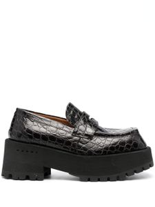 Marni chaussures oxford à effet peau de crocodile - Noir