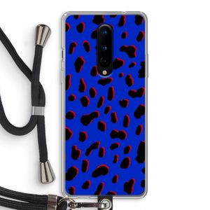 Blue Leopard: OnePlus 8 Transparant Hoesje met koord