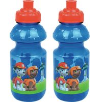 2x stuks kunststof bidon pop-up drinkbeker Paw Patrol 350 ml