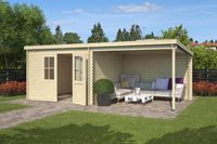 Outdoor Life Orlando Blokhut 581x292 cm 28 mm vuren blank- Lessenaarsdak- Onbehandeld vurenhout- Outdoor Life