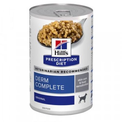 Hill&apos;s Prescription Diet Derm Complete Skin Care & Food Sensitivities nat hondenvoer blik 2 trays (24 x 370 g)