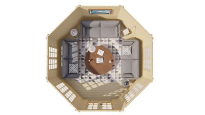 Blokhut - Tuinhuis Lynn | 44 mm | vuren grijs geïmpregneerd