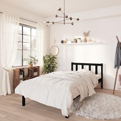 Bedframe massief grenenhout zwart 75x190 cm