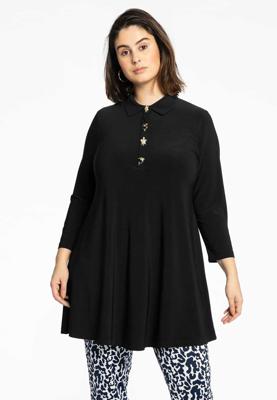 Yoek Tuniek wide bottom knopen | Zwart | Maat 46/48