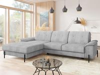 Converteerbare hoekbank EASTERN met longchair links corduroy lichtgrijs