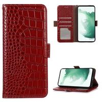 Crocodile Series Samsung Galaxy A04 Wallet Leren Hoesje met RFID - Rood - thumbnail