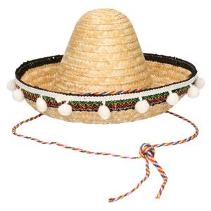 Mexicaanse Sombrero hoed - voor kinderen - Naturel - 25 cm - Verkleed hoeden