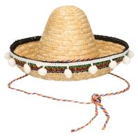 Mexicaanse Sombrero hoed - voor kinderen - Naturel - 25 cm - Verkleed hoeden