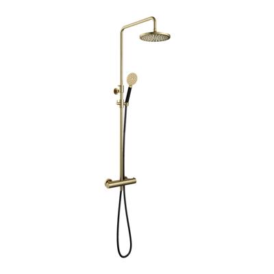 Hotbath Cobber thermostatische regendoucheset met 20cm ronde hoofddouche ronde handdouche messing SDS9BB1