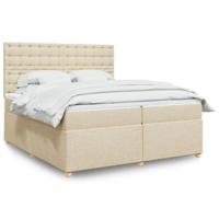 Boxspring met matras stof crèmekleurig 200x200 cm