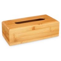 Tissuedoos/tissuebox - naturel - rechthoekig - bamboe hout - 25 x 14 x 8.5 cm