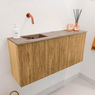 Toiletmeubel Mondiaz Joya Dlux | 90 cm | Meubelkleur Oak | Faye wastafel Arena Wasbak Links | Zonder kraangat(en)