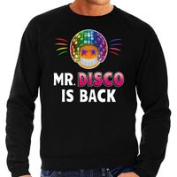 Funny emoticon sweater Mr. Disco is back zwart heren - thumbnail