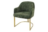 Stoel EXTRAVAGANCIA donkergroene chenillestof met armleuningen en champagnegouden frame - 45928
