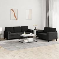 2-delige Loungeset met kussens fluweel zwart