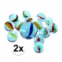 2 Netjes glazen gekleurde knikkers 42 stuks   - - thumbnail