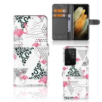 Samsung Galaxy S21 Ultra | Telefoonhoesje | Met pasjeshouder | Flamingo Triangle