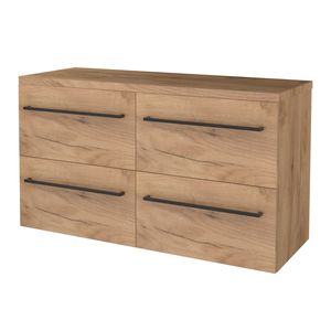 Badmeubelset BWS Salt 120x46cm Met Grepen 4 Lades Met Afdekplaat Whisky Oak