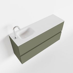 Toiletmeubel Mondiaz Ada | 100 cm | Meubelkleur Army | Lex wastafel Talc Links | 1 kraangat