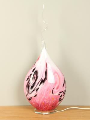 Glasdeko, tafellamp, rose/zwart