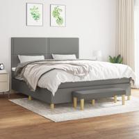 Boxspring met matras stof donkergrijs 180x200 cm