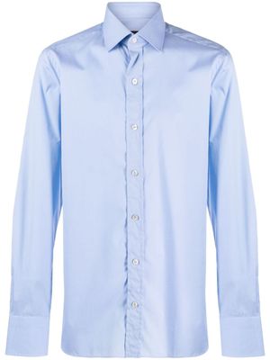 TOM FORD chemise en coton à col italien - Bleu