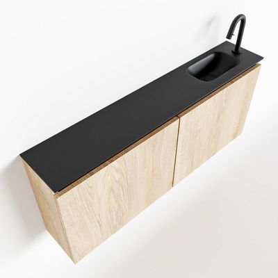 Toiletmeubel Mondiaz Ture | 120 cm | Meubelkleur Washed oak | Eden wastafel Urban Rechts | 1 kraangat