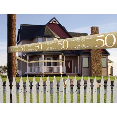 Folat gouden jubileum markeerlint - Set van 2x stuks - 50 jaar - feestartikelen - feest versiering